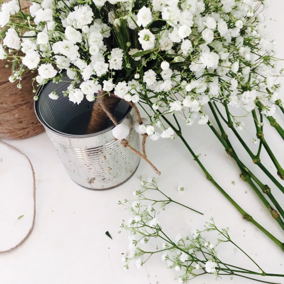 Mariage champêtre, gypsophile et graminées